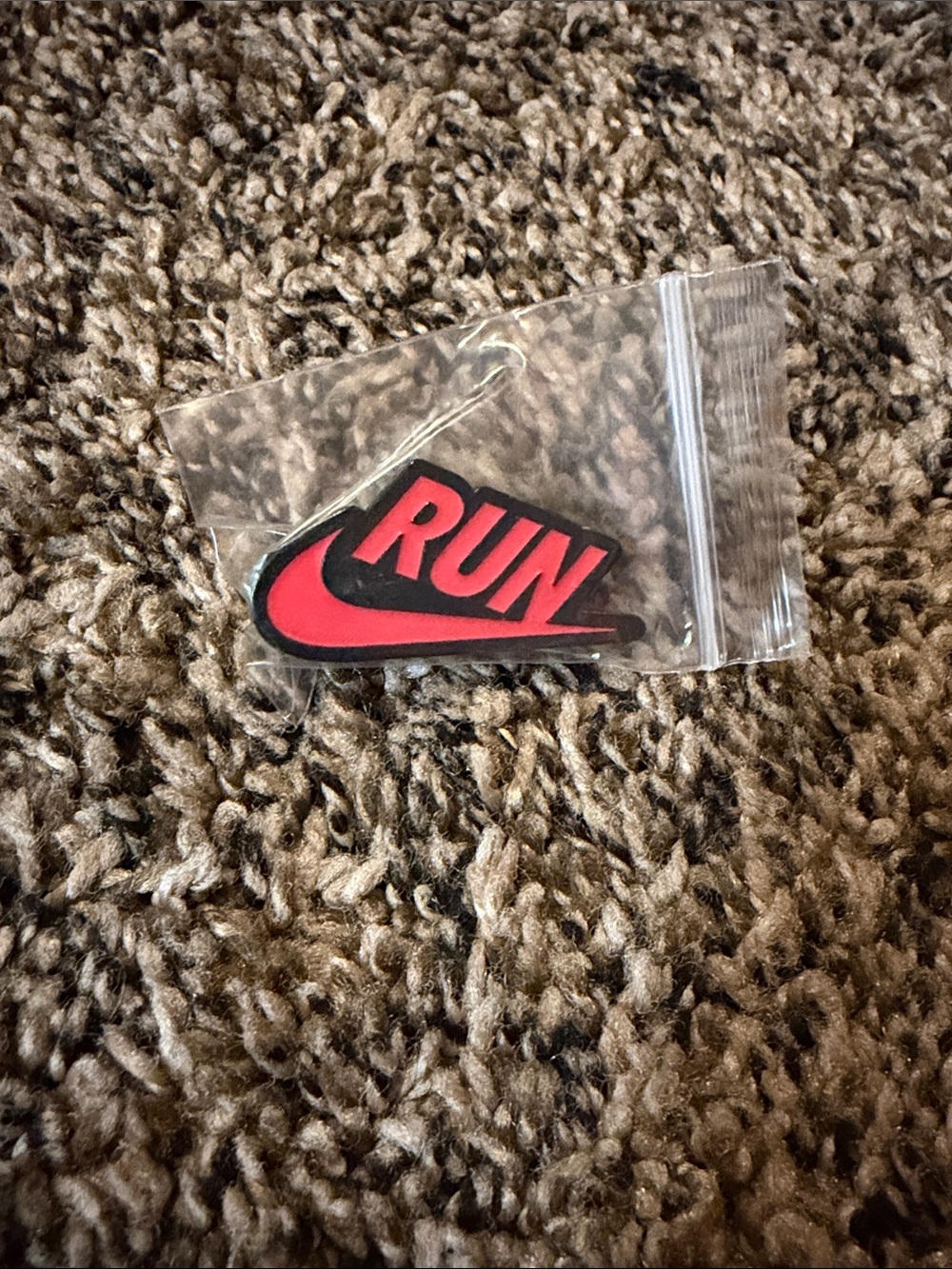 Nike RUN Logo Pin in Red and Black